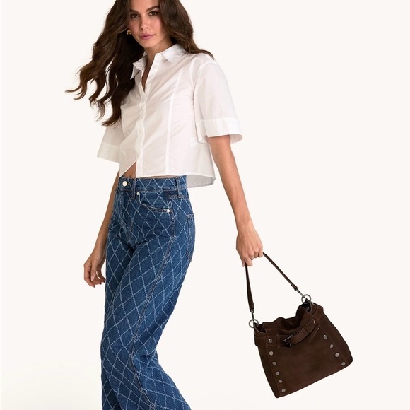 Hammitt Belted Bryant Large Brown Suede Gunmetal Rivets - Picture 8 of 8